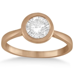 Floating Bezel Set Solitaire Diamond Engagement Ring Setting 14K Rose Gold - All