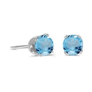 1.12Ct Blue Topaz Stud Earrings December Birthstone 14k White Gold - All