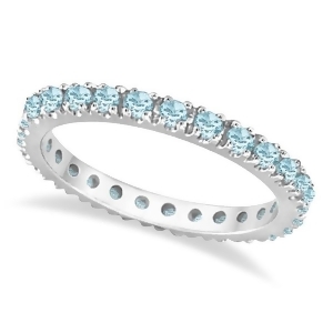 Aquamarine Eternity Stackable Ring Guard Band 14K White Gold 0.50ct - All