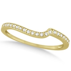 Pave Contour Band Diamond Wedding Ring 14k Yellow Gold 0.12ct - All