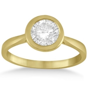 Floating Bezel Set Solitaire Engagement Ring Setting 18K Yellow Gold - All