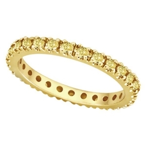 Fancy Yellow Canary Diamond Eternity Ring Band 14K Yellow Gold 0.51ct - All