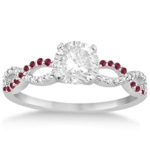 Infinity Diamond and Ruby Gemstone Engagement Ring 18K White Gold 0.21ct - All