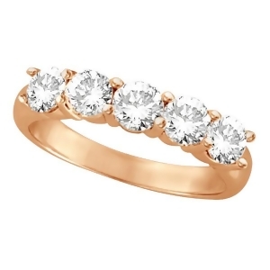 Five Stone Diamond Ring Anniversary Band 14k Rose Gold 1.50 ctw - All