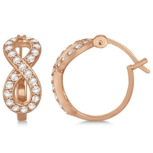 Infinity Shaped Hinged Hoop Diamond Earrings 14k Rose Gold 0.75ct - All