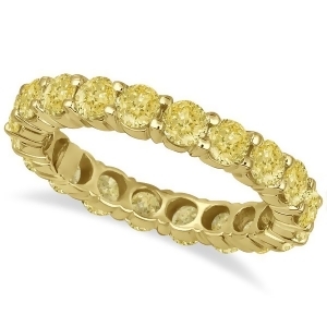 Fancy Canary Yellow Diamond Eternity Ring Band 18k Yellow Gold 3.00ct - All