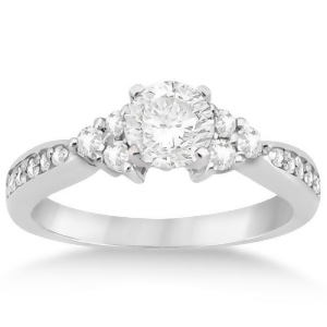 Diamond Floral Engagement Ring Setting Platinum 0.28ct - All