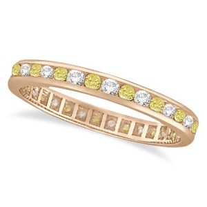 Channel-set Yellow and White Diamond Eternity Ring 14k Rose Gold 1.00ct - All
