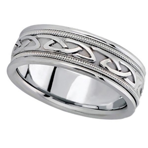 Hand Made Celtic Wedding Band in 14k White Gold 6mm - All