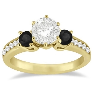 3 Stone White and Black Diamond Engagement Ring 14K Yellow Gold 0.45 ctw - All