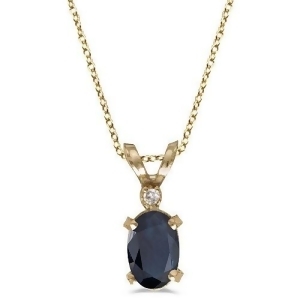 Sapphire and Diamond Solitaire Filagree Pendant 14K Yellow Gold 0.55ct - All