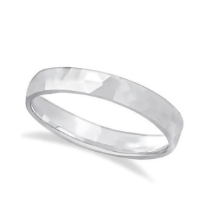 Carved Hammered Finish Wedding Ring Band 18k White Gold 3mm - All