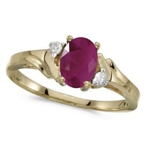 Oval Ruby and Diamond Ring in 14K Yellow Gold 0.95ct - All