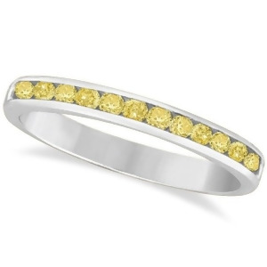 Channel-set Yellow Canary Diamond Ring Band 14k White Gold 0.33ct - All