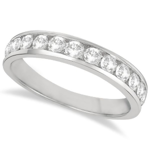 Channel-set Diamond Anniversary Ring Band 14k White Gold 0.75ct - All