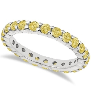 Fancy Yellow Canary Diamond Eternity Ring Band 14k White Gold 2.00ct - All