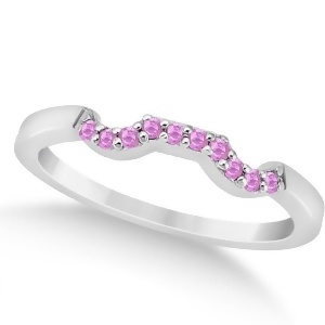Pave Set Pink Sapphire Contour Wedding Band in Platinum 0.15ct - All