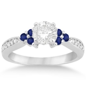 Floral Diamond and Sapphire Engagement Ring 18k White Gold 0.30ct - All