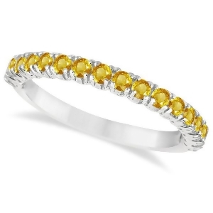 Half-eternity Pave-Set Yellow Sapphire Stacking Ring Palladium 0.95ct - All