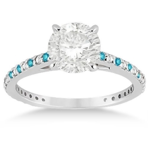 White and Blue Diamond Engagement Ring Pave Set in Palladium 0.52ct - All