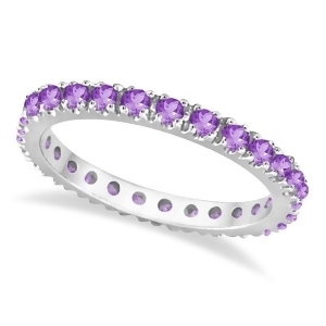 Amethyst Eternity Stackable Ring Band 14K White Gold 0.75ct - All