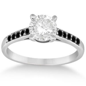 Cathedral Pave Black Diamond Engagement Ring 14k White Gold 0.20ct - All