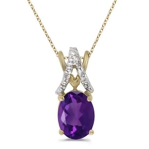 Amethyst and Diamond Solitaire Pendant 14k Yellow Gold 1.20tcw - All