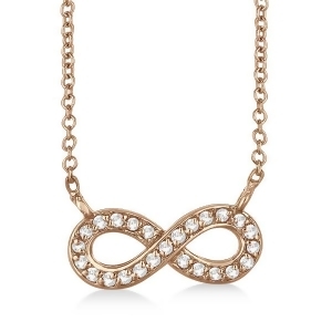 Pave-set Diamond Infinity Pendant Necklace 14K Rose Gold 0.20ct - All