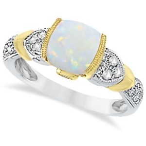 Tanzanite Diamond and Opal Ring 14k Two-Tone Gold 1.10ct - All