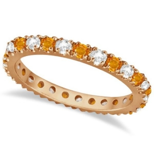Diamond and Citrine Eternity Ring Stackable Band 14K Rose Gold 0.64ct - All