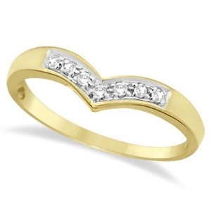 Classic Chevron V Shaped Diamond Ring 14k Yellow Gold 0.10ct - All