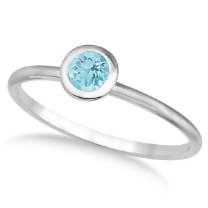 Aquamarine Bezel-Set Solitaire Ring in 14k White Gold 0.65ct - All