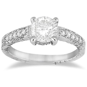 Antique Diamond Vintage Engagement Ring Setting 18k White Gold 0.20ct - All