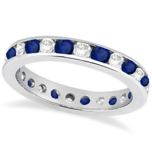 Channel-set Sapphire and Diamond Eternity Ring 14k White Gold 1.50ct - All