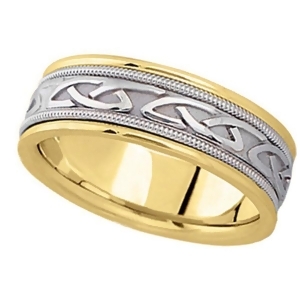 Hand Made Celtic Wedding Band in 18k Two Tone Gold 6mm - All