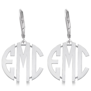 Bold 3 Initials Monogram Earrings in Sterling Silver - All