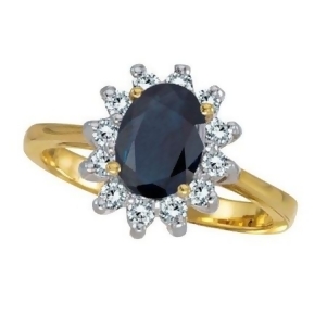 Lady Diana Blue Sapphire and Diamond Ring 14k Yellow Gold 2.10 ctw - All