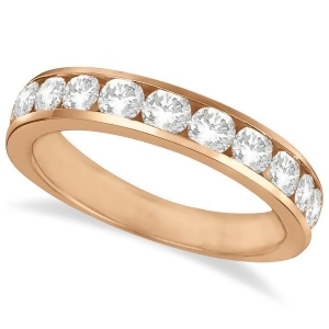 Channel-set Round Diamond Ring Band 14k Rose Gold 1.25ct - All