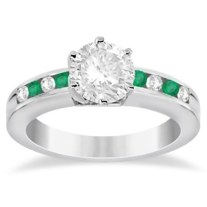 Channel Diamond and Emerald Engagement Ring Platinum 0.40ct - All