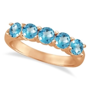 Five Stone Blue Topaz Ring 14k Rose Gold 2.20ctw - All