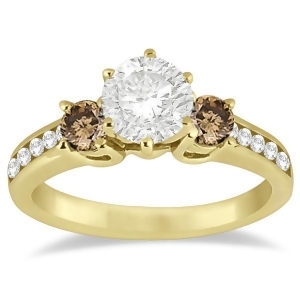 White and Champagne Diamond Engagement Ring 14K Yellow Gold 0.45 ctw - All