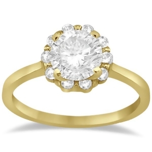 Floral Diamond Halo Engagement Ring Setting 18k Yellow Gold 0.20ct - All