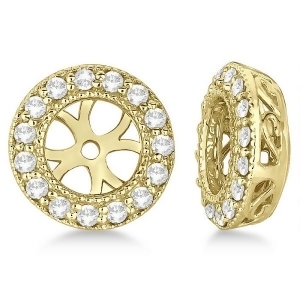 Vintage Round Cut Diamond Earring Jackets 14k Yellow Gold 0.30ct - All