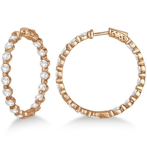 Medium Round Floating Diamond Hoop Earrings 14k Rose Gold 6.80ct - All