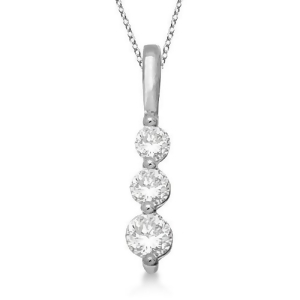 Three-stone Graduated Diamond Pendant Necklace 14k White Gold 0.25ct - All