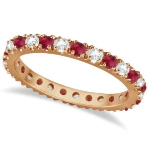 Diamond and Ruby Eternity Band Stackable Ring 14K Rose Gold 0.51ct - All