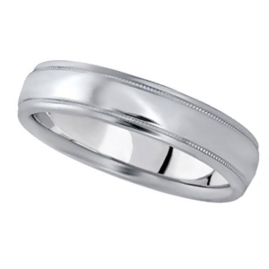 Men's Carved Wedding Band in 14k White Gold 5mm - All