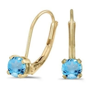 Blue Topaz Lever-Back Drop Earrings 14k Yellow Gold 0.60ctw - All
