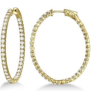 Fancy Large Oval-Shaped Diamond Hoop Earrings 14k Yellow Gold 5.46ct - All