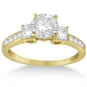 Three-stone Princess Cut Diamond Engagement Ring 18k Yellow Gold 0.64 ct - All